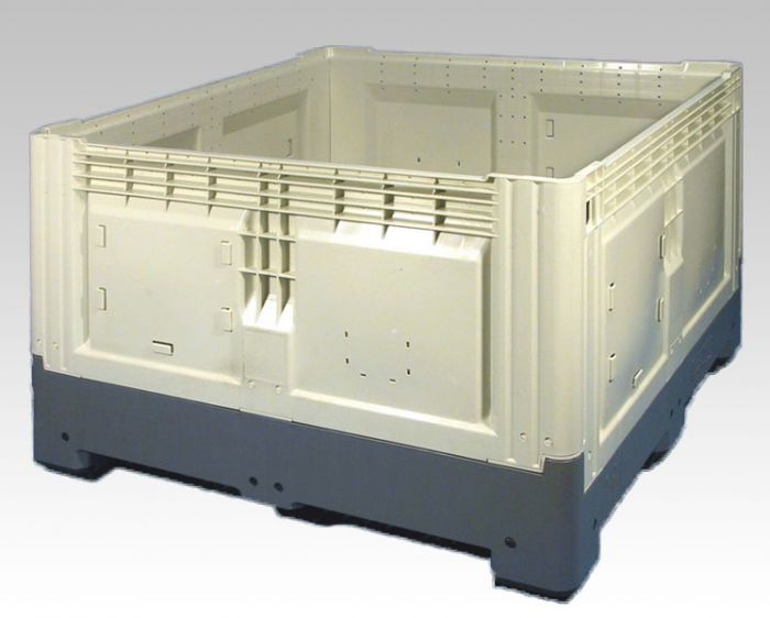 Caisse palette plastique pliable alimentaire 120x120x81 cm 880L 3 semelles