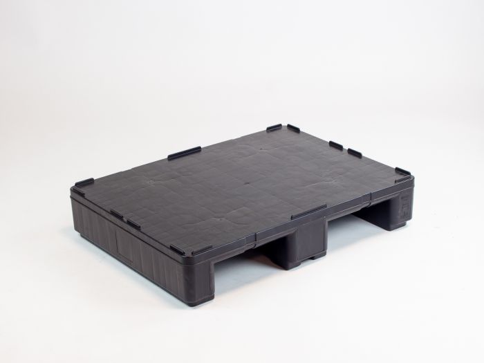 Demi palette plastique ESD 800x600 pleine noir 3000/750/500 kg