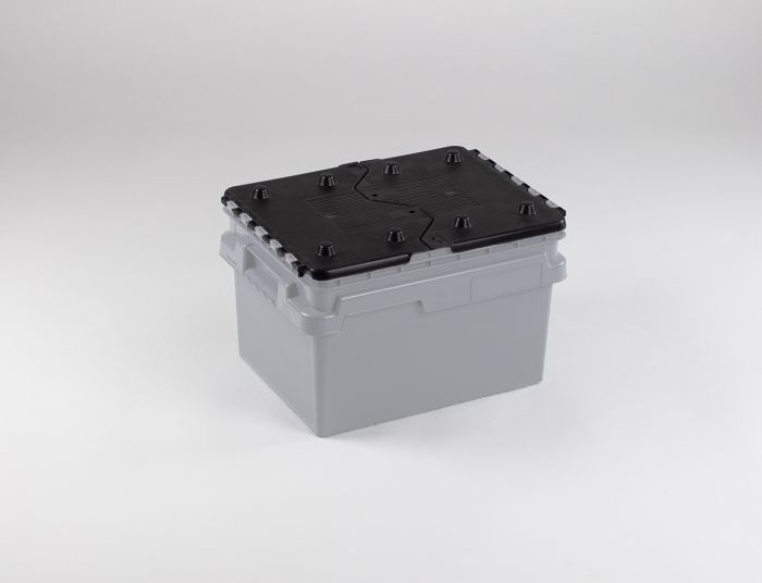 Mehrwegbehälter, 400x300x264 mm, 21 Liter mit 2-teiligem Scharnierdeckel KZ