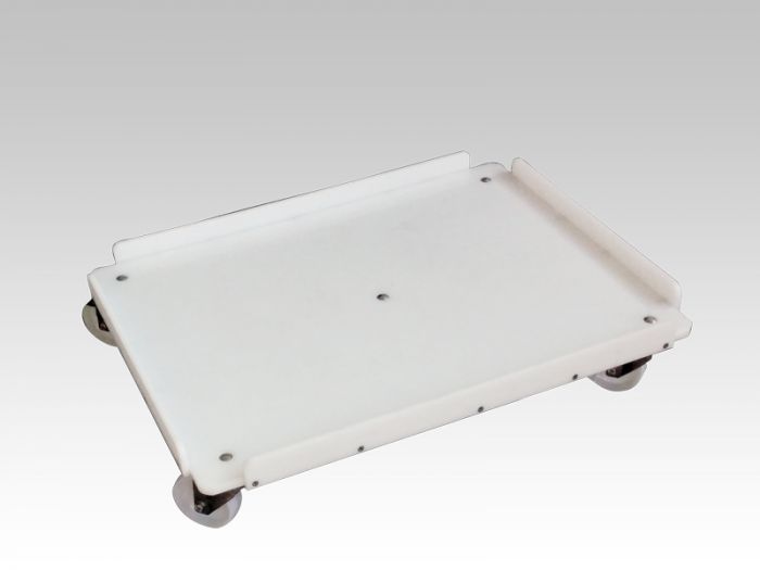Chariot porte-bacs 800x600 mm sur 5 roulettes chapes galva BLANC