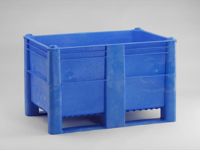 Palox plastique alimentaire 1200x800x740 mm 520L 2 patins BLEU