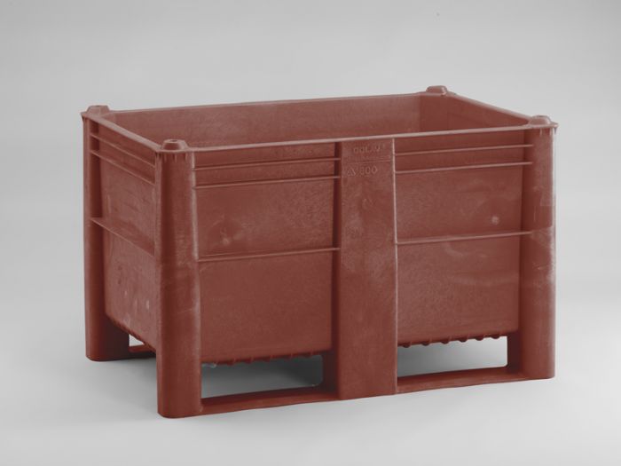 Palox plastique alimentaire 1200x800x740 mm 520L 2 patins MARRON