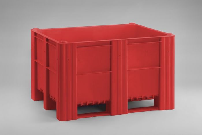Palox plastique alimentaire 1200x1000x760 mm 630L 3 patins ROUGE