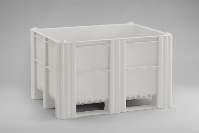 Palox plastique alimentaire 1200x1000x760 mm 630L 3 patins BLANC