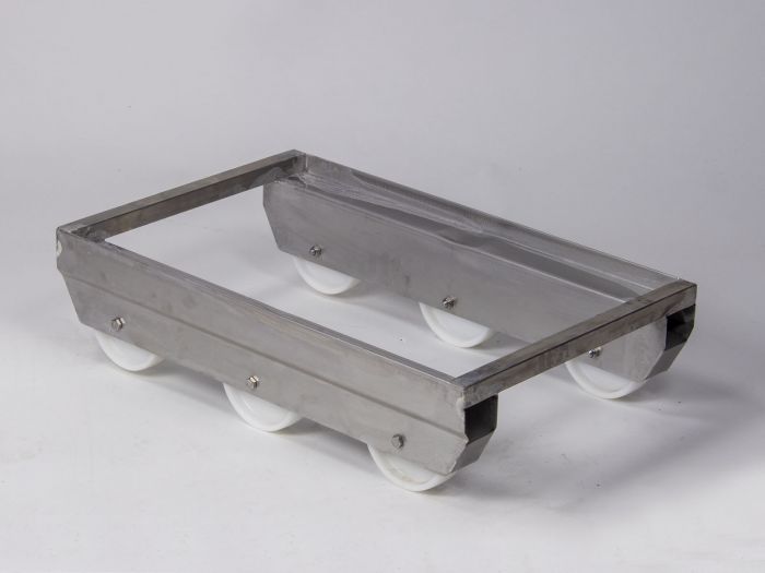 Chariot basculant porte bac 600x400 mm inox 6 roulettes avec inclinaison