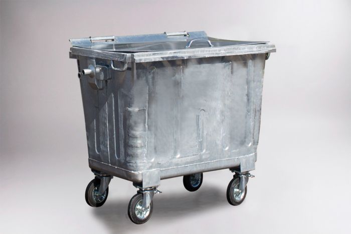 4-Rad Mülltonne aus Stahl, 660L, mit Stahl Deckel 1370x780x1245mm (pro Stück)