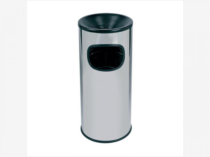 Poubelle cendrier 30 litres ø25x65cm INOX MIROIR