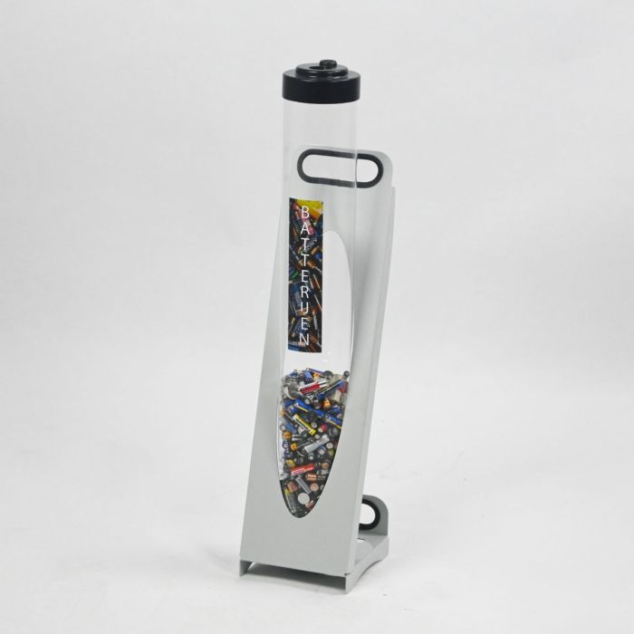Batteriebehälter, ø12x80cm, 9 Liter, transparent mit Dreikantschloss