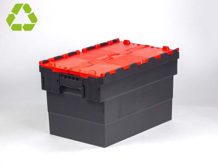 Bac navette avec couvercle 600x400x370 mm 63L Distribox NOIR - ROUGE