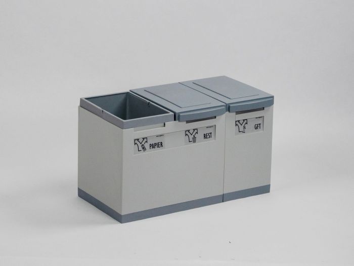 3 Fractions module 45 litres, gris 600x300x350 mm