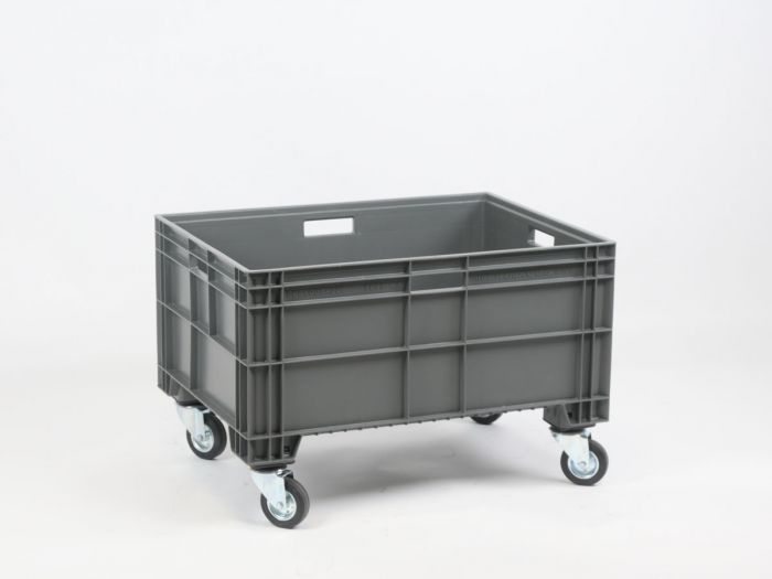 Großvolumenbehälter 800x600x640 mm 140 Liter auf 4 Räder, dunkelgrau