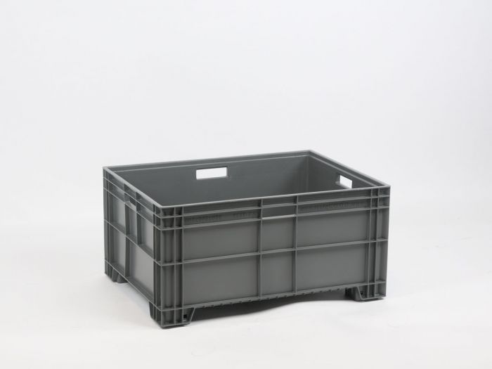 Grande caisse plastique 140L 800x600x390 mm sur 4 pieds GRIS foncé