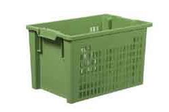 Drehstapelbehälter 600x400x350 mm perforiert, 66 Liter, grün