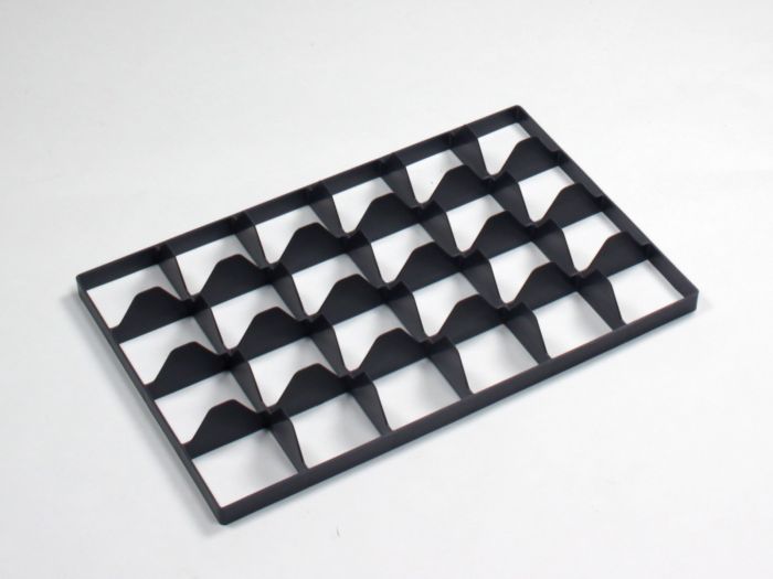 Niedrige Facheinteilung mit 24 Fächer für behälter 600x400 mm, Schwarz (pro Stück)