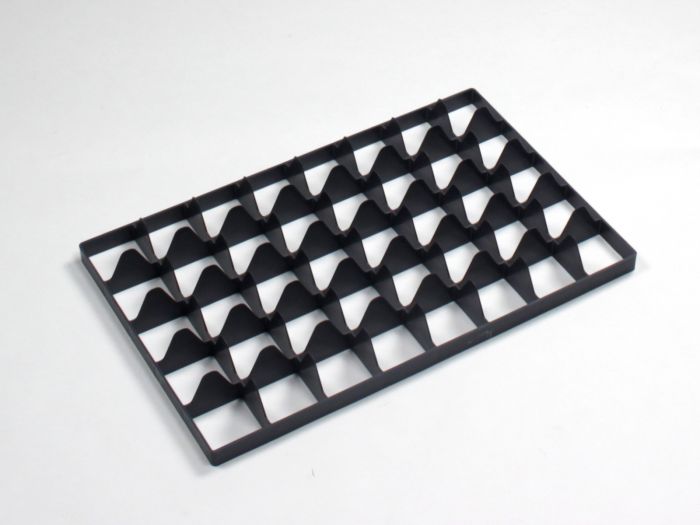 Niedrige Facheinteilung mit 40 Fächer für behälter 600x400 mm, Schwarz (pro Stück)