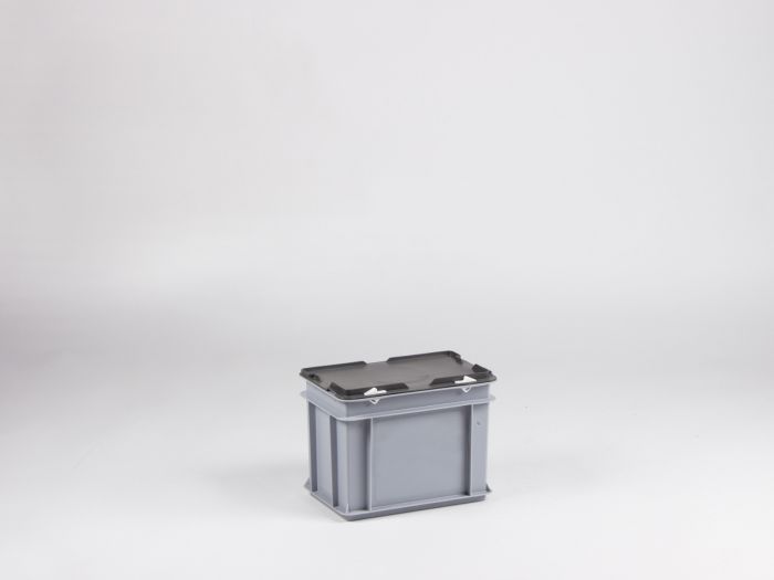 Caisse plastique avec couvercle 300x200x230 mm 9 litres GRIS