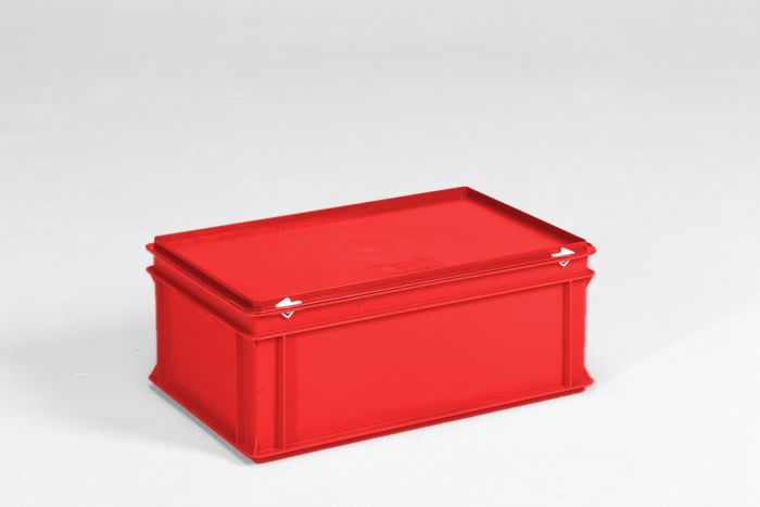 stapelbarer Kunststoffbehälter 40 Liter mit Deckel rot