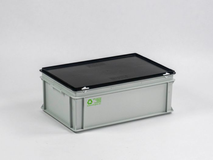 stapelbarer Eurobehälter 600x400x235 mm, 40L mit schwarzem Deckel