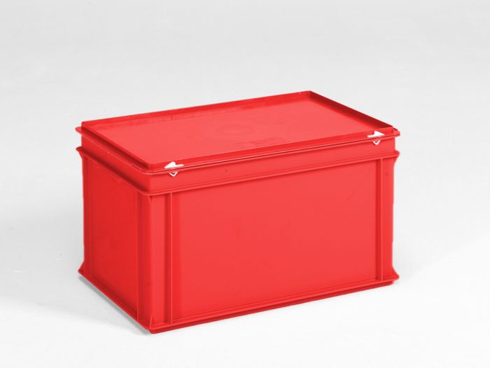 stapelbarer Kunststoffbehälter 60 Liter mit Deckel rot