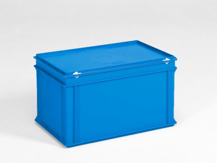 stapelbarer Kunststoffbehälter 60 Liter mit Deckel blau