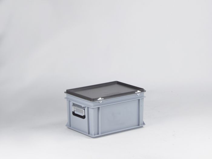 Kunststoffkoffer Euroline mit zwei Alu-Griffen, 400x300x235 mm, stapelbar, grau