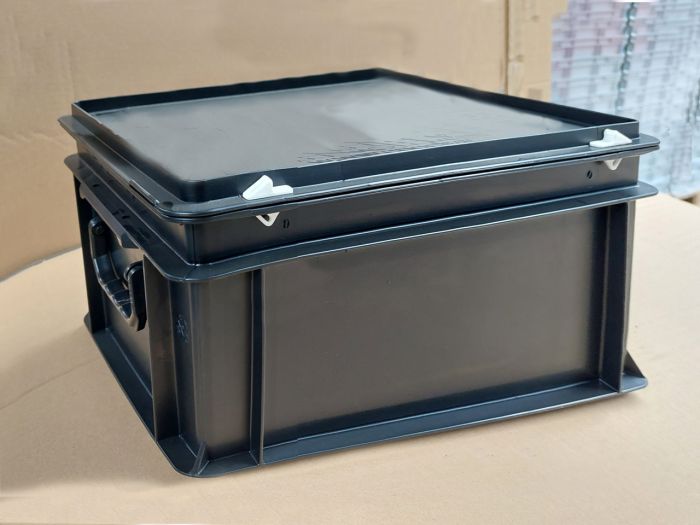 Euroline stapelbare ESD Leitfähige Kunststoffkoffer mit zwei Griffen, 400x300x230 mm, 20L