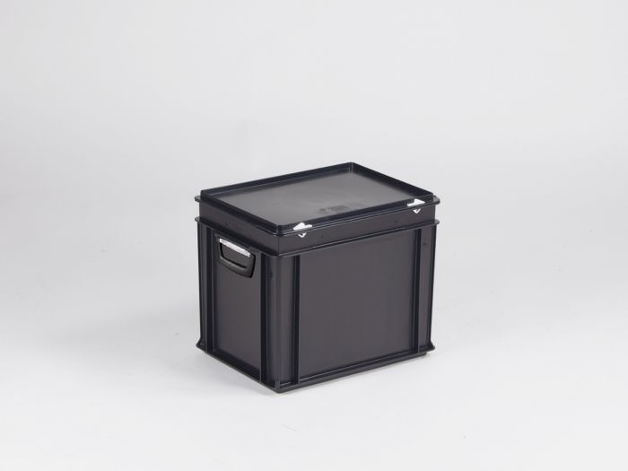stapelbare Koffer schwarz 30 Liter, 400x300x340 mm ESD Ausführung (pro Stück)