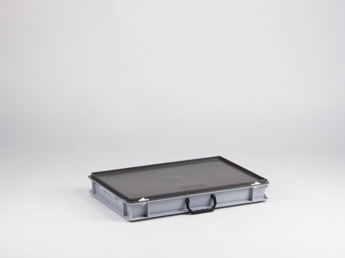 Mallette de transport plastique plate 600x400x90 mm 14L GRIS