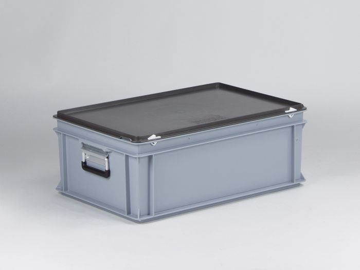 Malle de rangement plastique 600x400x235 mm 40L poignées alu, GRIS