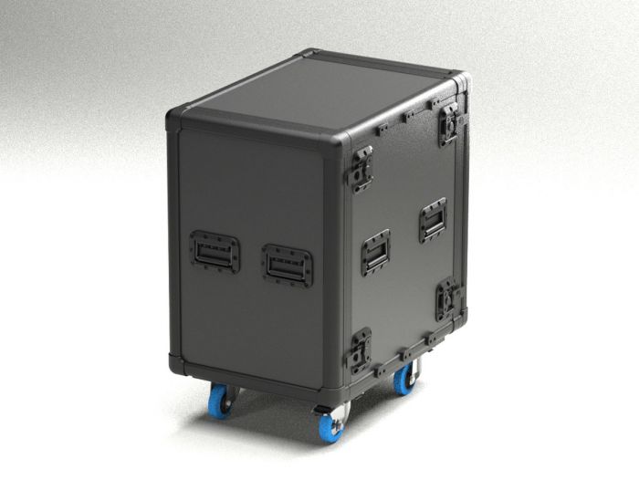 Flight case 16U Rack-Case, 19", 574x804x973 mm, cadre standard sur roulettes