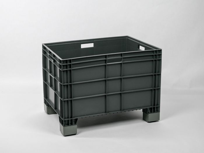Euronorm Großbehälter 800x600x580 mm 186 l. auf 4 erhöhten Füßen, dunkelgrau