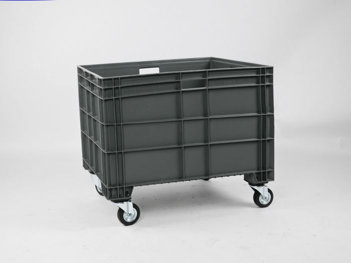 Euronorm Großbehälter 800x600x630 mm 186 l. auf 4 Rädern, dunkelgrau