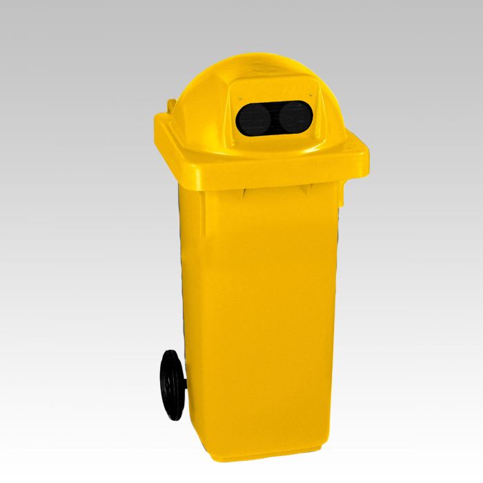 Conteneur poubelle tri sélectif extérieur 120L JAUNE ouvertures rondes