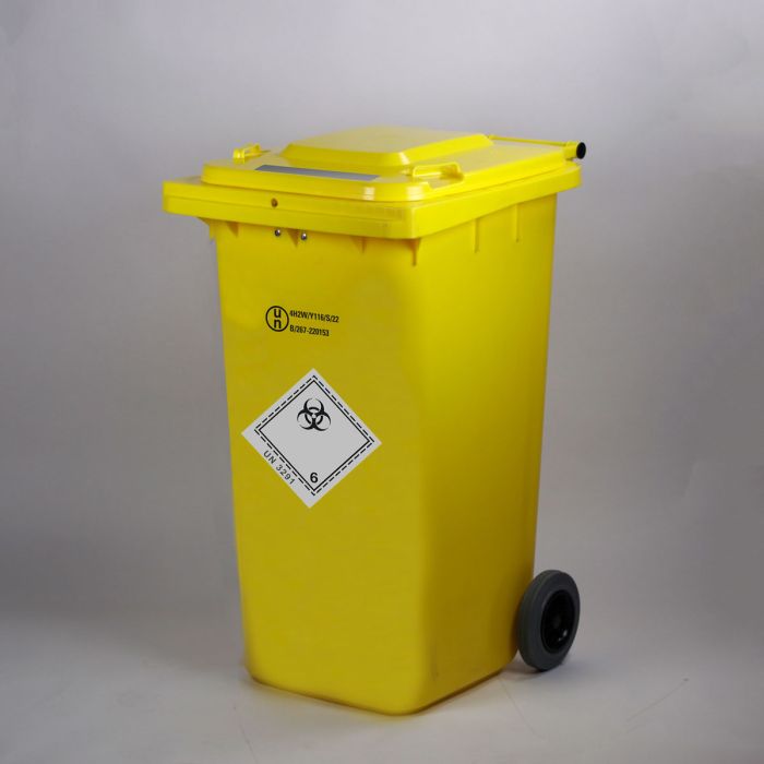 Hospital waste container with 2 wheels, 240 l, wth UN approval 