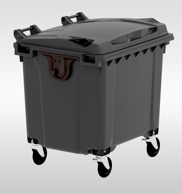 4-Wheel container 1100L, grey