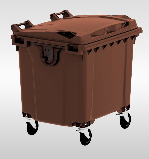 4-Wheel container 1100L, brown