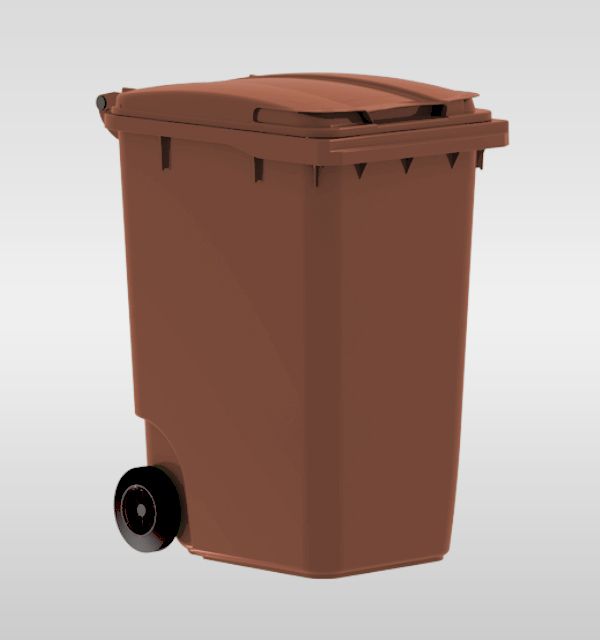 2-Wheel container 360L, brown