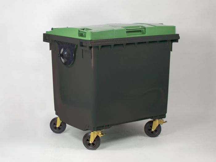 Poubelle 1000 litres avec tourillons GRIS couvercle VERT