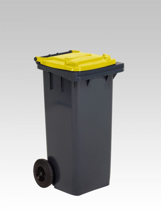Conteneur poubelle 120 litres GRIS couvercle JAUNE