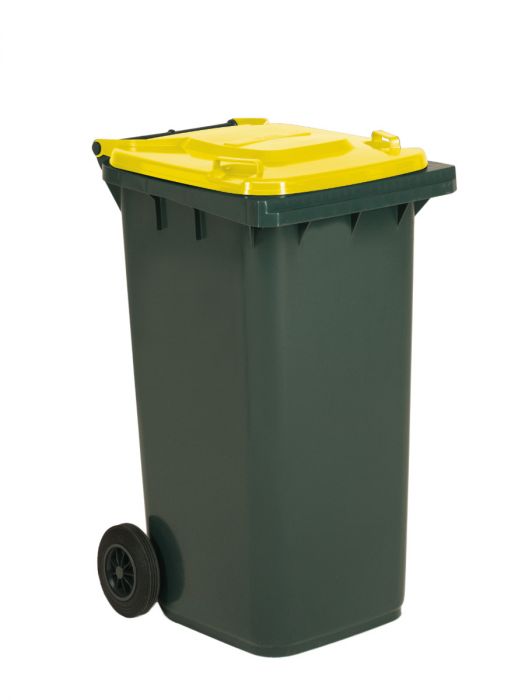 Conteneur poubelle 240 litres GRIS couvercle JAUNE