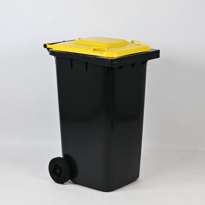 Wheelie bin 240L, 580x740x1070 mm, anthracite/yellow