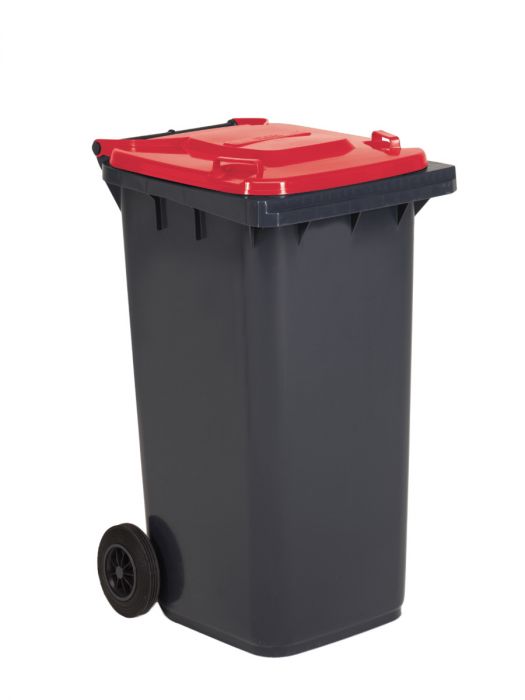 Conteneur poubelle 240 litres GRIS couvercle ROUGE