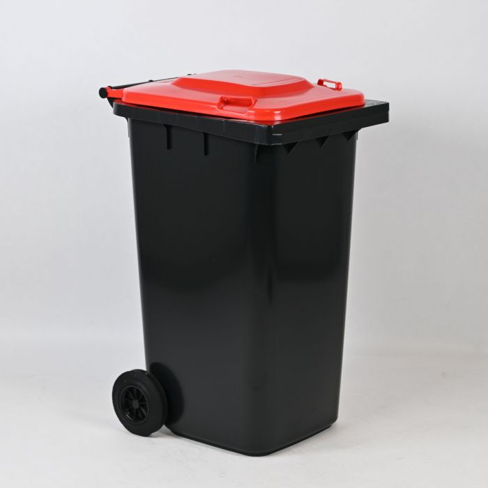 Conteneur poubelle 240 litres GRIS couvercle ROUGE