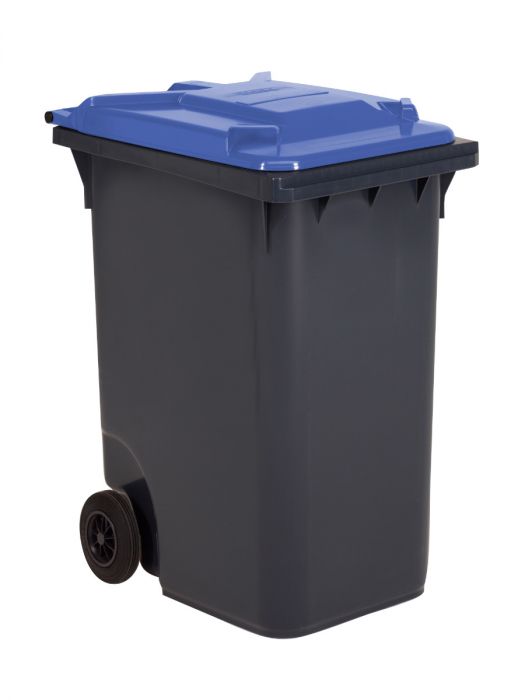 Conteneur poubelle 360 litres GRIS couvercle bleu
