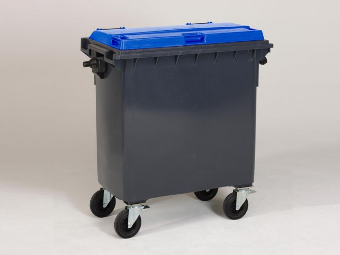 Conteneur poubelle 770 litres GRIS couvercle BLEU