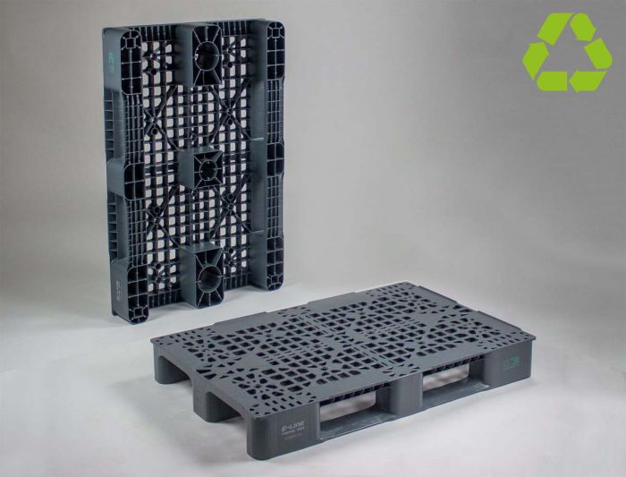 Palette Europe plastique 80x120 gris 3000/1000/400 kg 2 patins