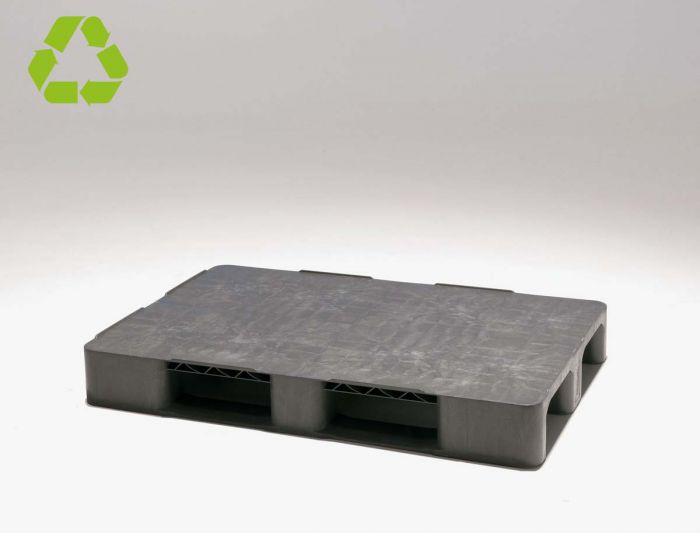 Palette plastique 100x120 pleine gris 3000/1000/400 kg 3 patins
