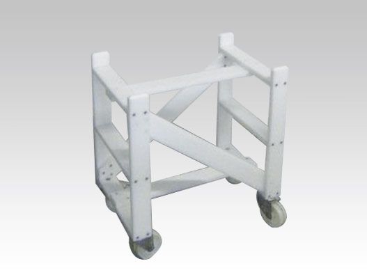 Chariot en plastique pour bac à mélanger 100L avec 2 roulettes et 2 roues freinés, couleur blanc