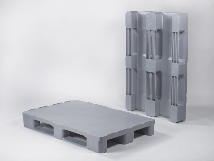 Kunststoff Hygienepalette 3 Kufen, Geschlossen, 1200x800x160mm, Grau (pro Stück)