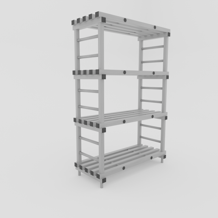 Etagère alimentaire plastique 1000x500xh1820 mm 4 niveaux, gris